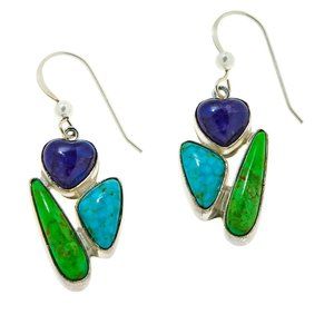 Jay King Sterling Silver Multicolor Turquoise Drop Earrings